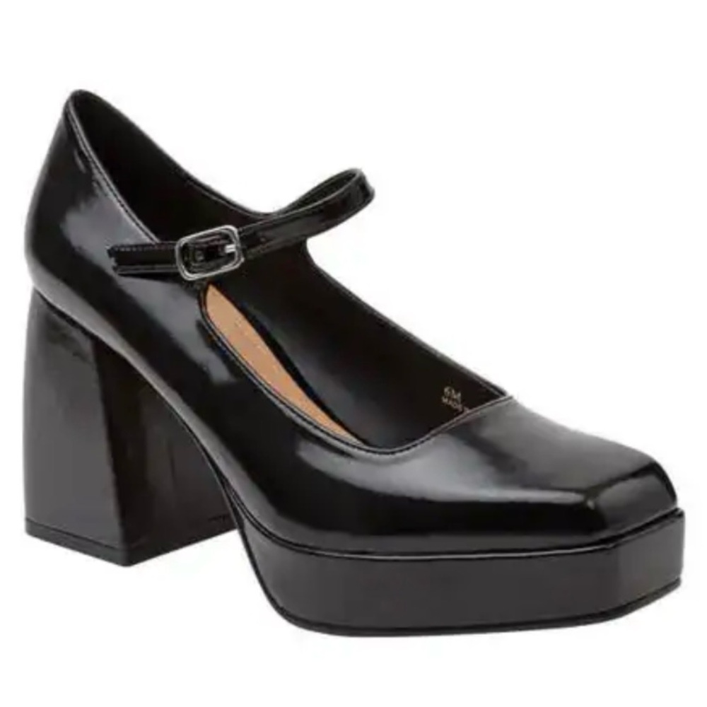Patent Black Mary Jane Platform Pumps